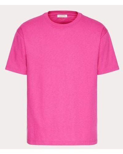 Valentino T-shirt in cotone con borchia - Rosa