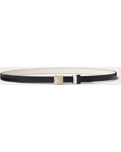 Valentino Garavani One Stud Reversible Shiny Calfskin Belt 12mm - Natural