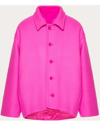 Valentino Reversible Double-faced Wool Jacket With Inner Bomber Layer - Pink