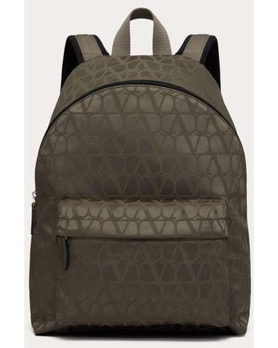 Valentino Garavani Toile Iconographe Backpack In Technical Fabric - Green