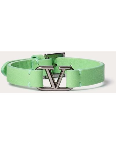 Valentino Garavani Vlogo Signature Leather Bracelet - Green
