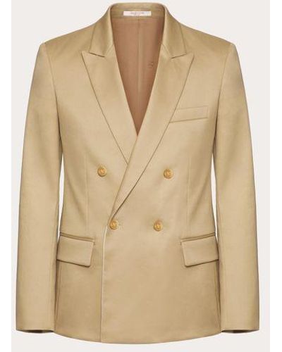 Valentino Double-breasted Cotton Jacket - Natural