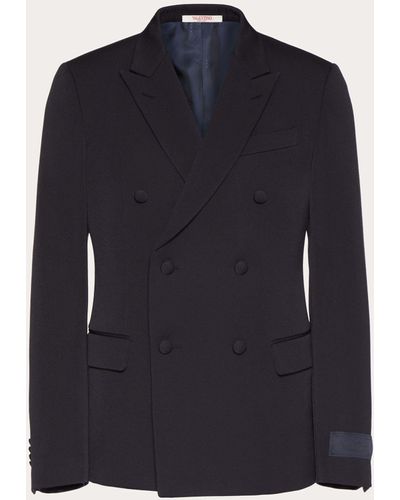Valentino Double-breasted Wool Jacket With Maison Tailoring Label - Blue