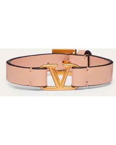 Valentino Garavani Vlogo Signature Calfskin Bracelet - Natural