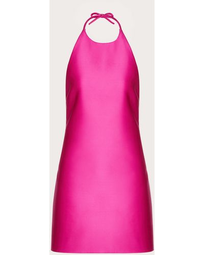 Valentino Short Dress In Techno Duchesse - Pink