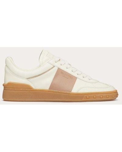 Valentino Garavani Upvillage Trainer In Calfskin Leather - Natural