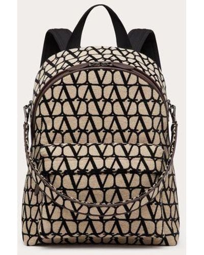 Valentino Garavani Toile Iconographe Backpack With Leather Detailing - Black