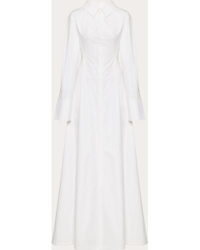 Valentino Compact Popeline Evening Dress - White