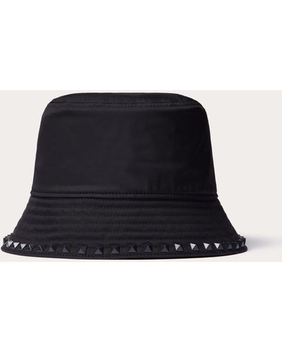 Valentino Garavani Rockstud Cotton Bucket Hat With Stud Appliqué - Blue