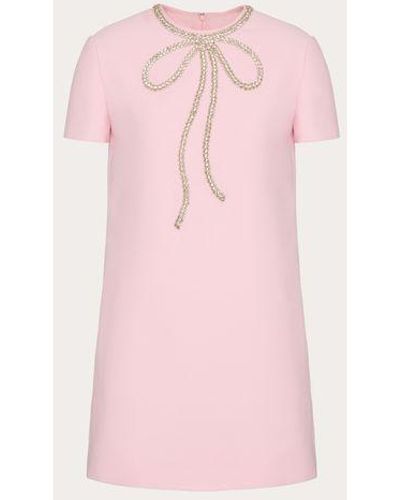 Valentino Embroidered Crepe Couture Dress - Pink