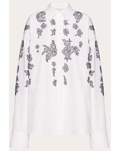Valentino Embroidered Compact Popeline Shirt - Natural
