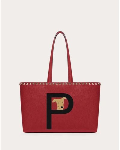Valentino Garavani Rockstud Pet Customizable Small Tote Bag - Red