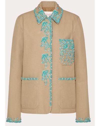 Valentino Embroidered Couture Canvas Caban - Natural