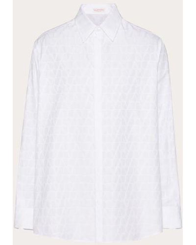 Valentino Camicia in popeline di cotone con motivo toile iconographe - Bianco
