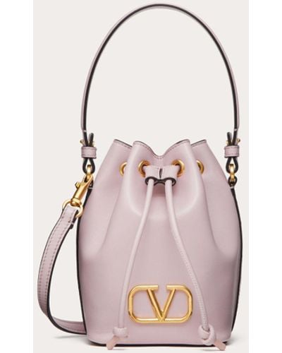 Valentino Garavani Mini Vlogo Signature Bucket Bag In Nappa Leather - Pink
