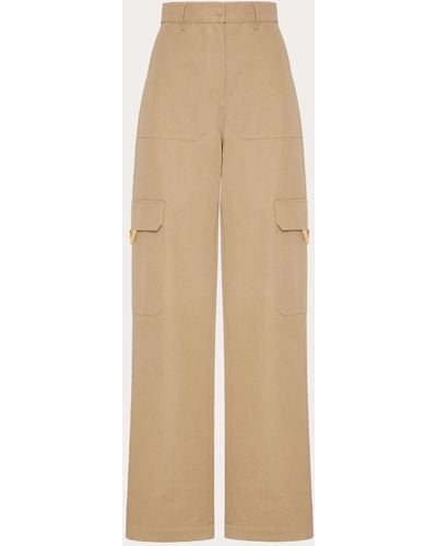 Valentino Stretch Cotton Canvas Cargo Trousers - Natural