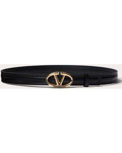 Valentino Garavani The Bold Edition Vlogo Shiny Calfskin Belt 20 Mm - Black