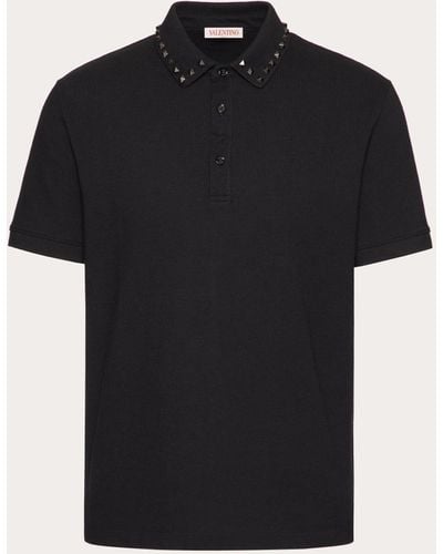 Valentino Cotton Piqué Polo Shirt With Black Untitled Studs