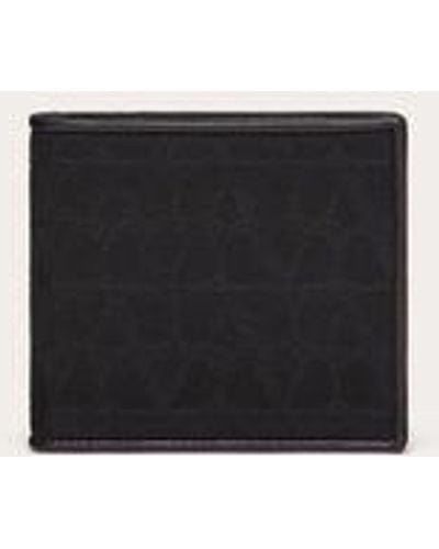 Valentino Garavani Toile Iconographe Wallet In Technical Fabric With Leather Details - Natural