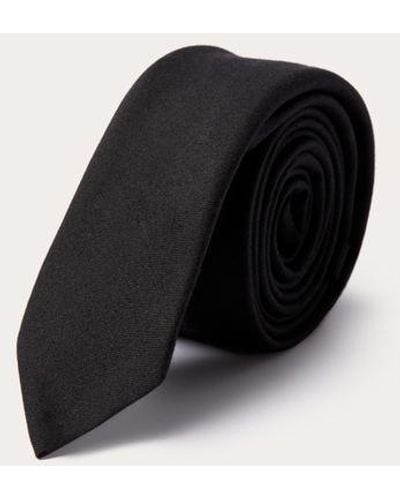 Valentino Garavani Valentie Tie In Wool And Silk - Black