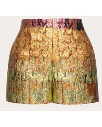 Valentino Golden Wings Multicolour Brocade Shorts - Natural