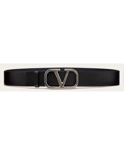 Valentino Garavani Vlogo Signature Calfskin Belt 40 Mm - Black