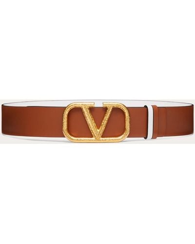 Valentino Garavani Reversible Vlogo Signature Belt In Grainy Calfskin 40mm - Multicolor