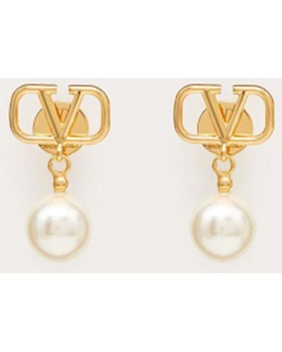Valentino Garavani Vlogo Signature Earrings With Swarovski® Pearls - Natural