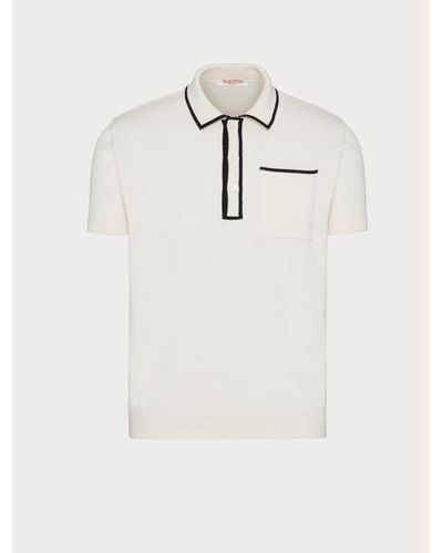 Valentino Cotton Polo Shirt With Signature Vlogo Embroidery - Natural
