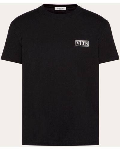 Valentino Cotton T-shirt With Vltn Tag - Black