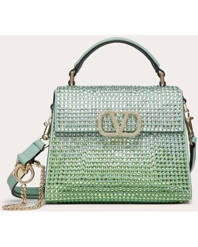Valentino Garavani Mini Vsling Handbag With Rhinestones - Green