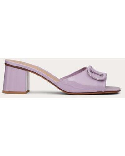 Valentino Garavani Vlogo Signature Patent Leather Slide Sandal 60mm - Pink