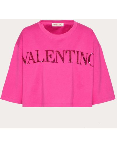 Valentino Garavani Embroidered Jersey T-shirt - Pink