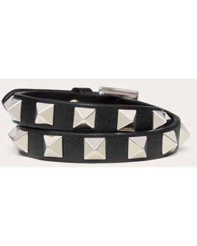 Valentino Garavani BRACELET ROCKSTUD DOUBLE TOUR EN VEAU - Noir