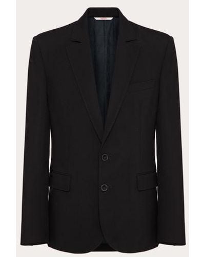 Valentino Single-breasted Wool Jacket With All-over Toile Iconographe Pattern - Black