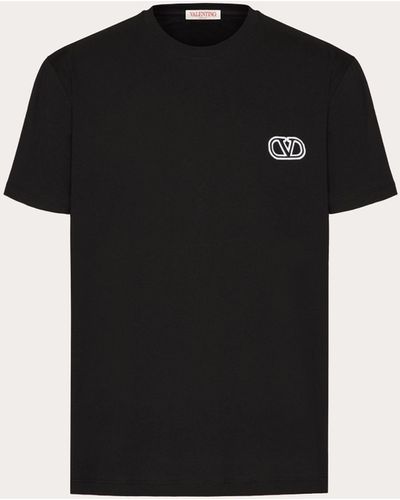Valentino Cotton T-shirt With Vlogo Signature Patch - Black