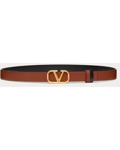 Valentino Garavani Reversible Vlogo Signature Belt In Shiny Calfskin 20mm - Natural