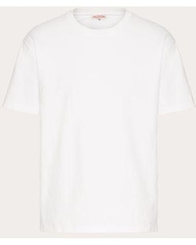 Valentino Cotton T-shirt With Stud - Natural