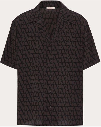 Valentino All-over Toile Iconographe Print Short Sleeve Shirt - Black