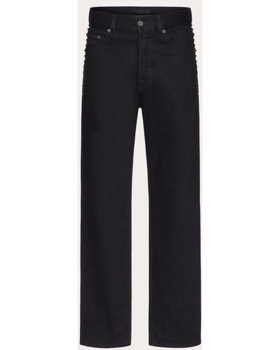 Valentino Denim Trousers With Black Untitled Studs - Blue
