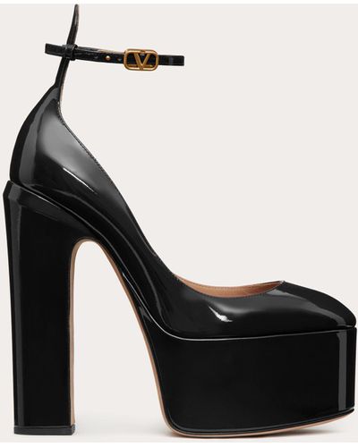 Valentino Garavani Tan-go Platform Pump In Patent Leather 155mm - Black