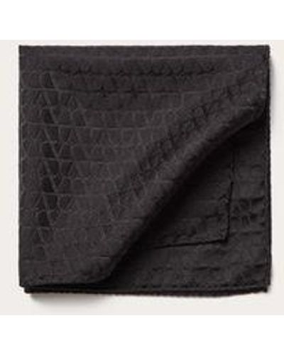 Valentino Garavani Toile Iconographe Silk Pocket Square - Black