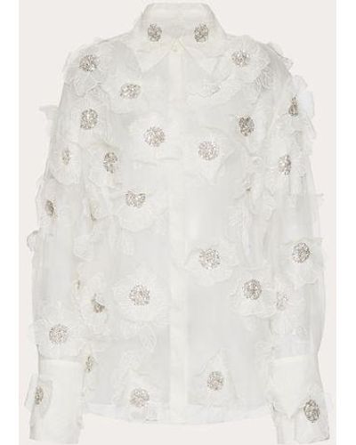 Valentino Camicia in organza ricamata - Neutro