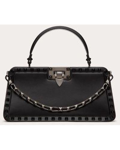 Valentino Garavani Rockstud Calfskin Handbag - Black
