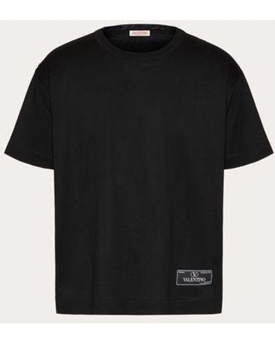 Valentino T-shirt in cotone con etichetta sartoriale maison - Nero