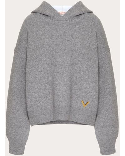 Valentino Wool And Stretched Viscose Sweater - Gray