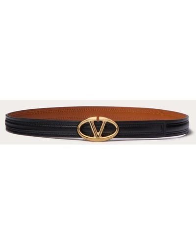 Valentino Garavani The Bold Edition Vlogo Shiny Calfskin Belt 20 Mm - Brown