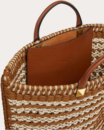 Valentino Garavani Flacher Shopper Crochet Bags Aus Textil - Braun