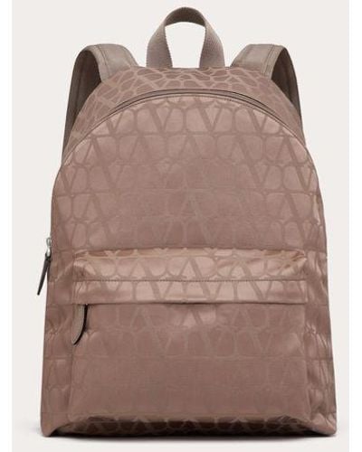 Valentino Garavani Toile Iconographe Backpack In Technical Fabric - Brown