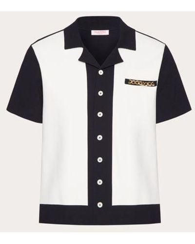 Valentino Viscose Bowling Shirt With Vlogo Chain And Embroidery - Black